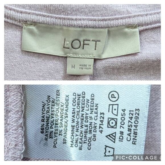 LOFT Lavender Short Sleeve T-shirt Scoop Neck Short Rolled Sleeve Women Size M - Picture 6 of 6